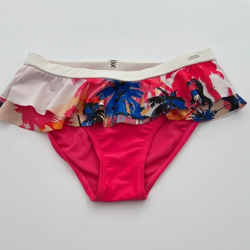 XOXO Pink and Multicolor Tropical Bikini Size 8/10